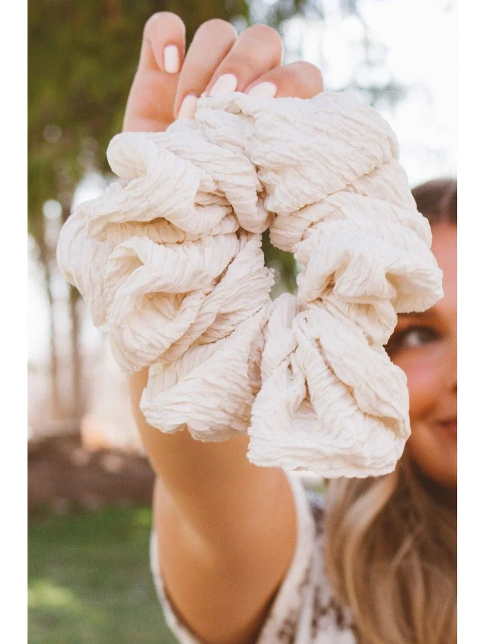 Andi Magnolia Cream Textured Jumbo Scrunchie
